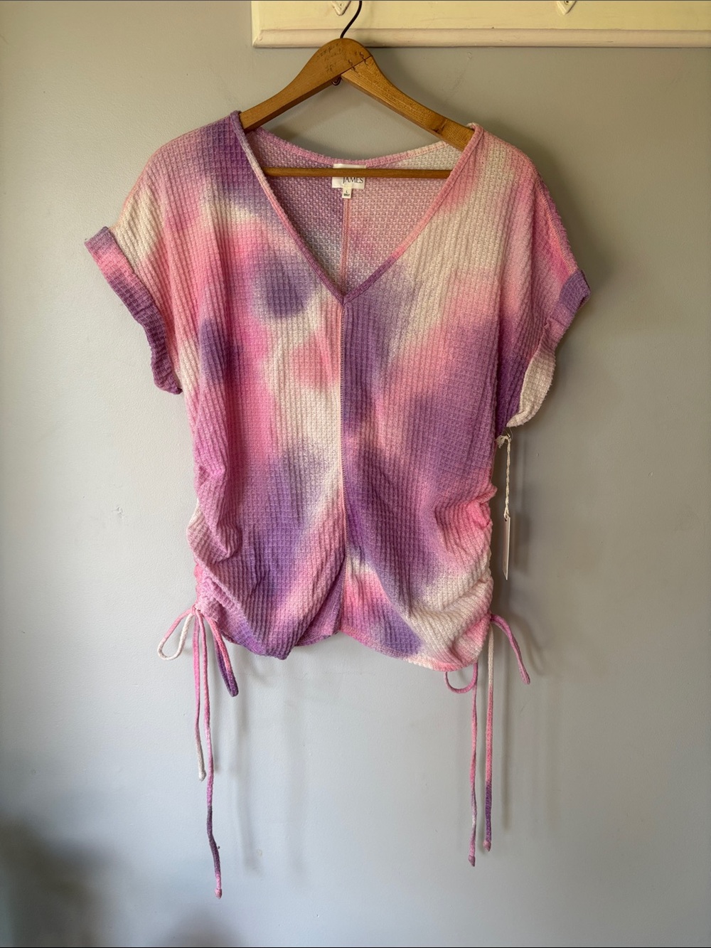 Ava James Waffle Knit Tie Dye Festival Tee Size L NWT